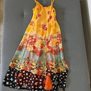 Charming Floral Dress in Yellow and Red